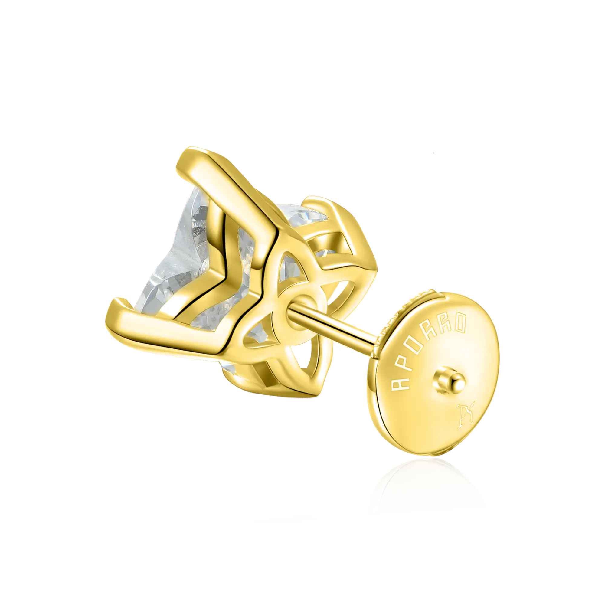 S925 Solid Clover Cut Stud Earrings - White - Image 14