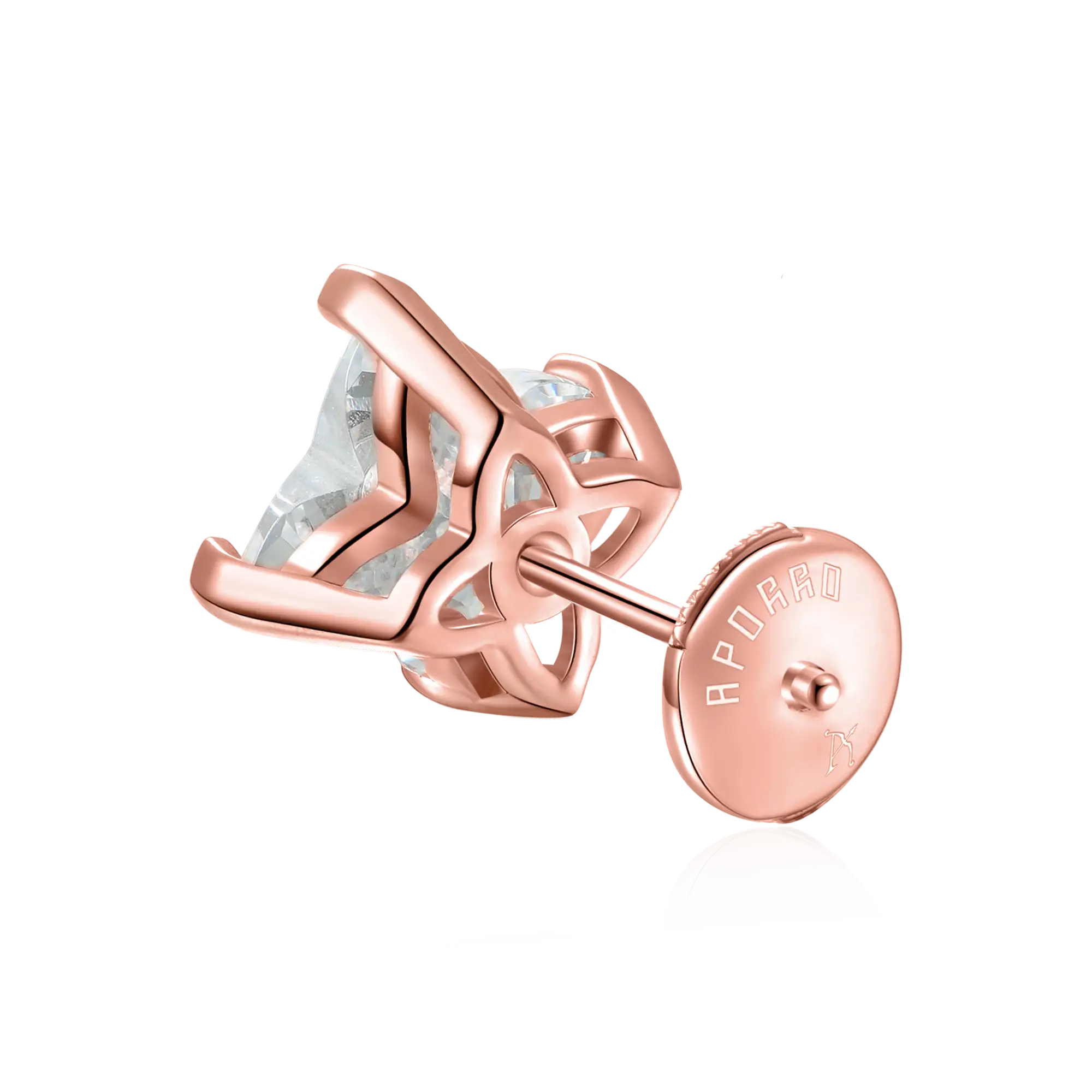 S925 Solid Clover Cut Stud Earrings - White - Image 21