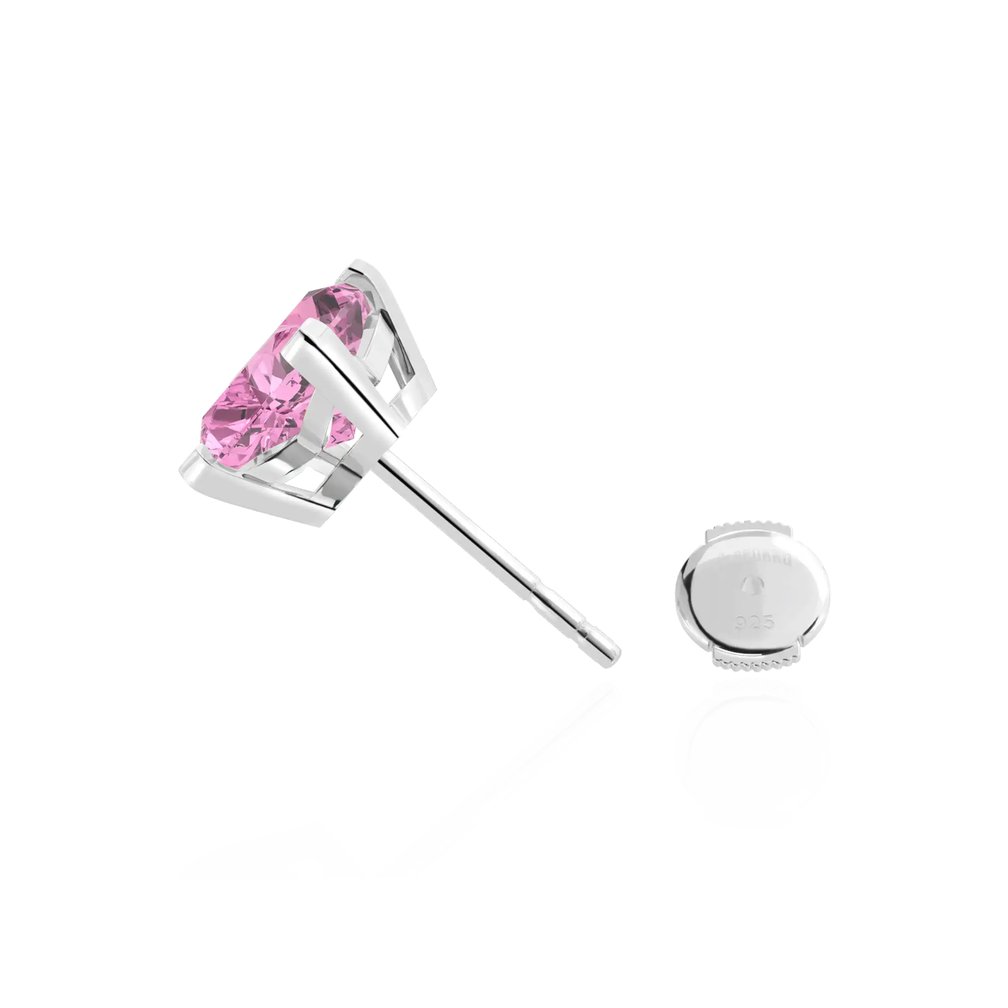 S925 Solid Clover Cut Stud Earrings - Pink - Image 6