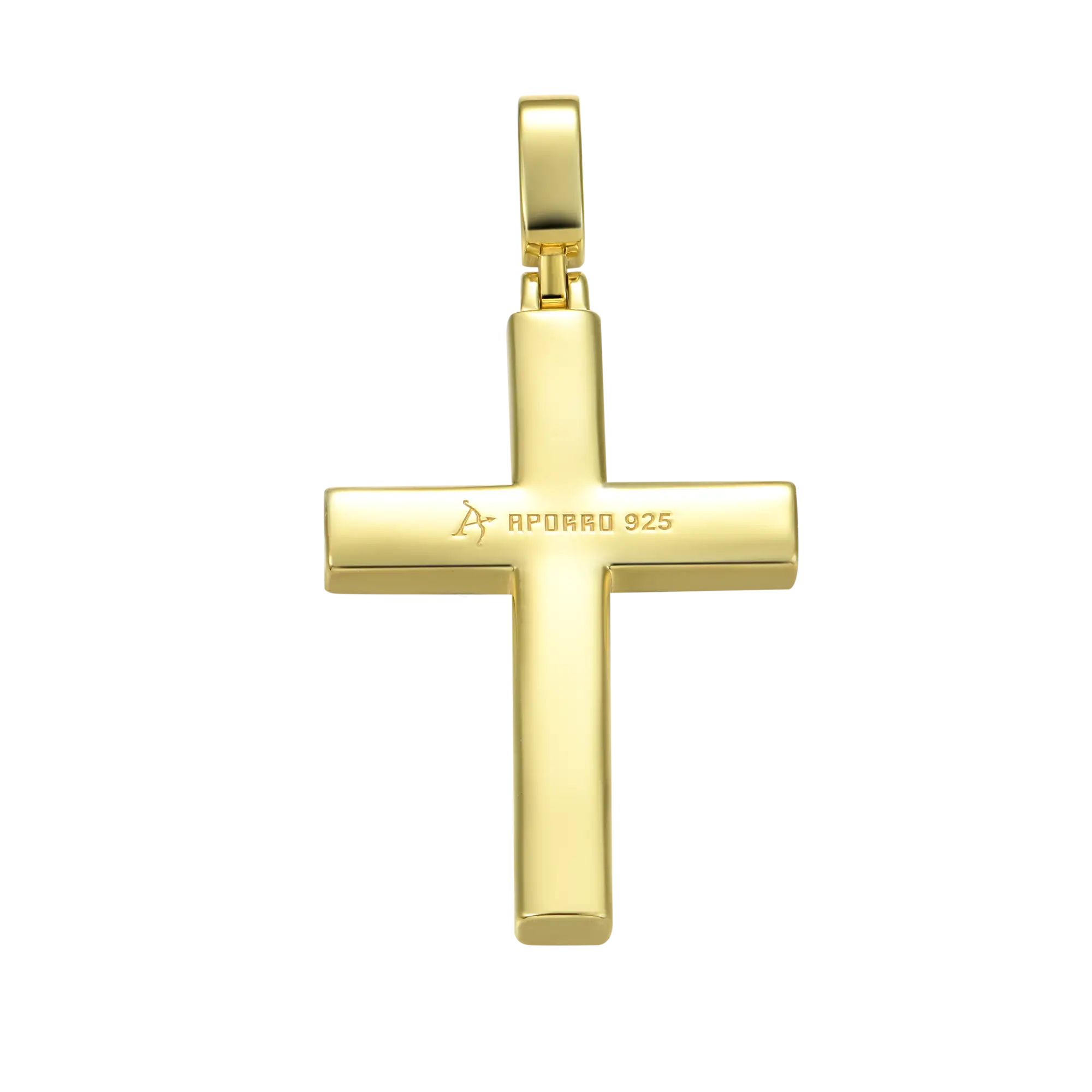 Solid Tennis Cross Pendant in Yellow Gold - Large - Image 6