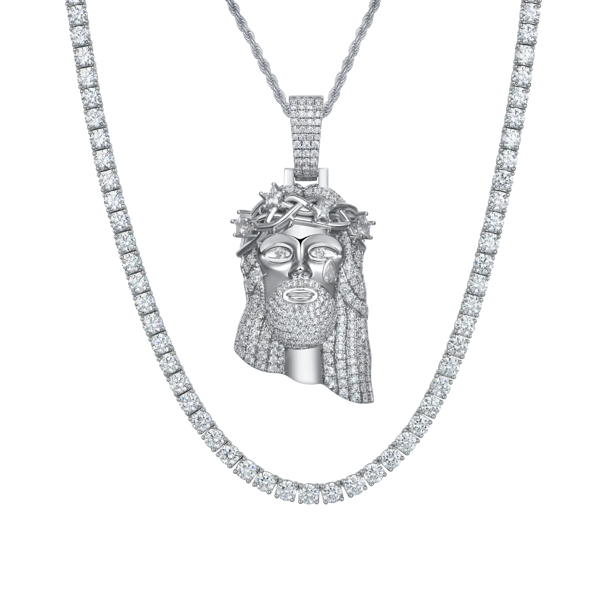 Stellar Jesus Pendant + Tennis Chain Gift Set - Image 5