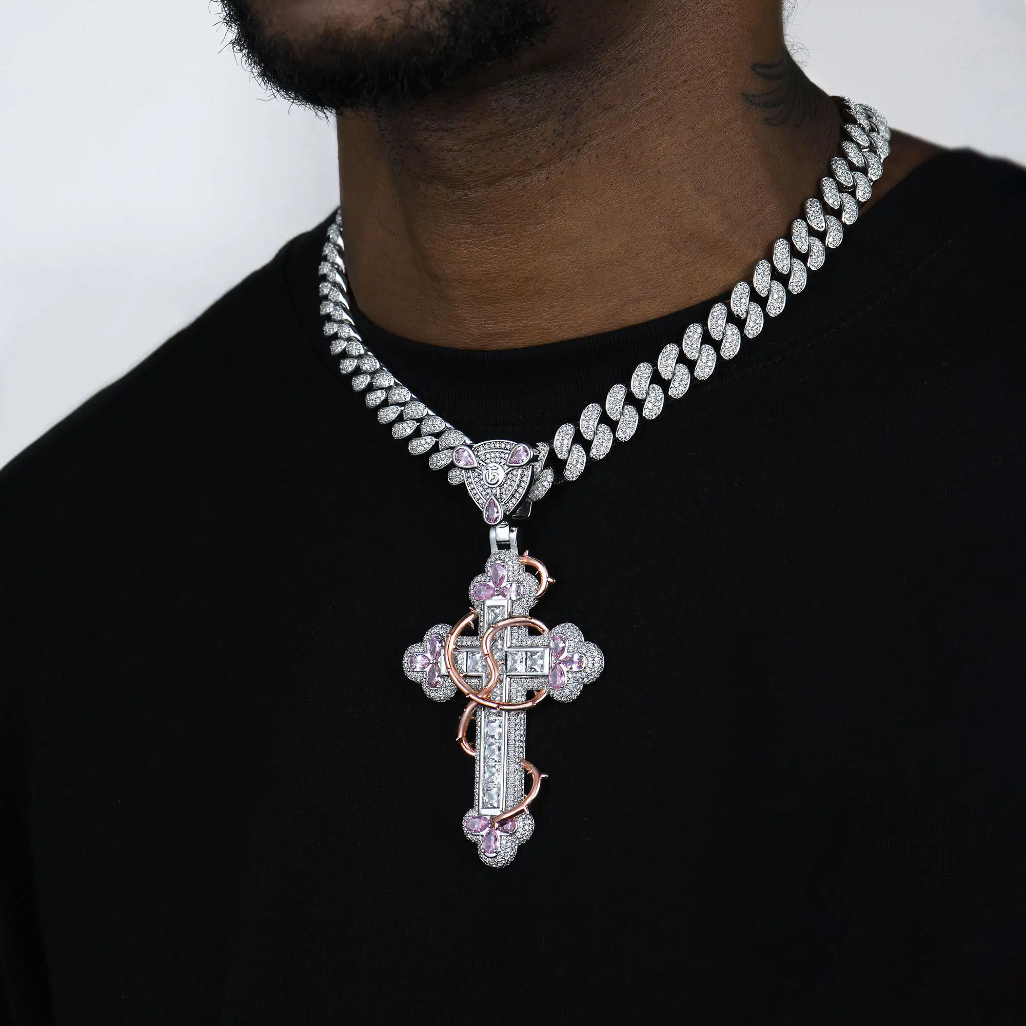 Thorned Blossom Cross Pendant - Medium - Image 2