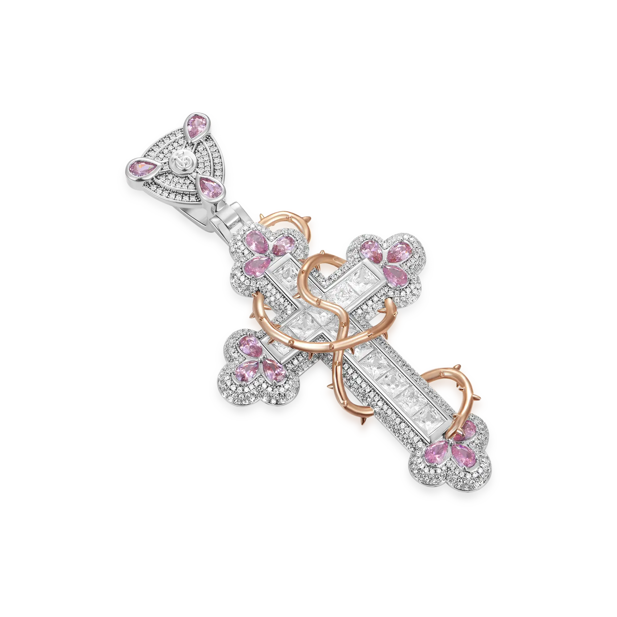 Thorned Blossom Cross Pendant - Medium - Image 3