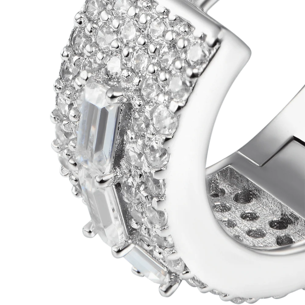 S925 Tri-Baguette Hoop Earring - Image 7