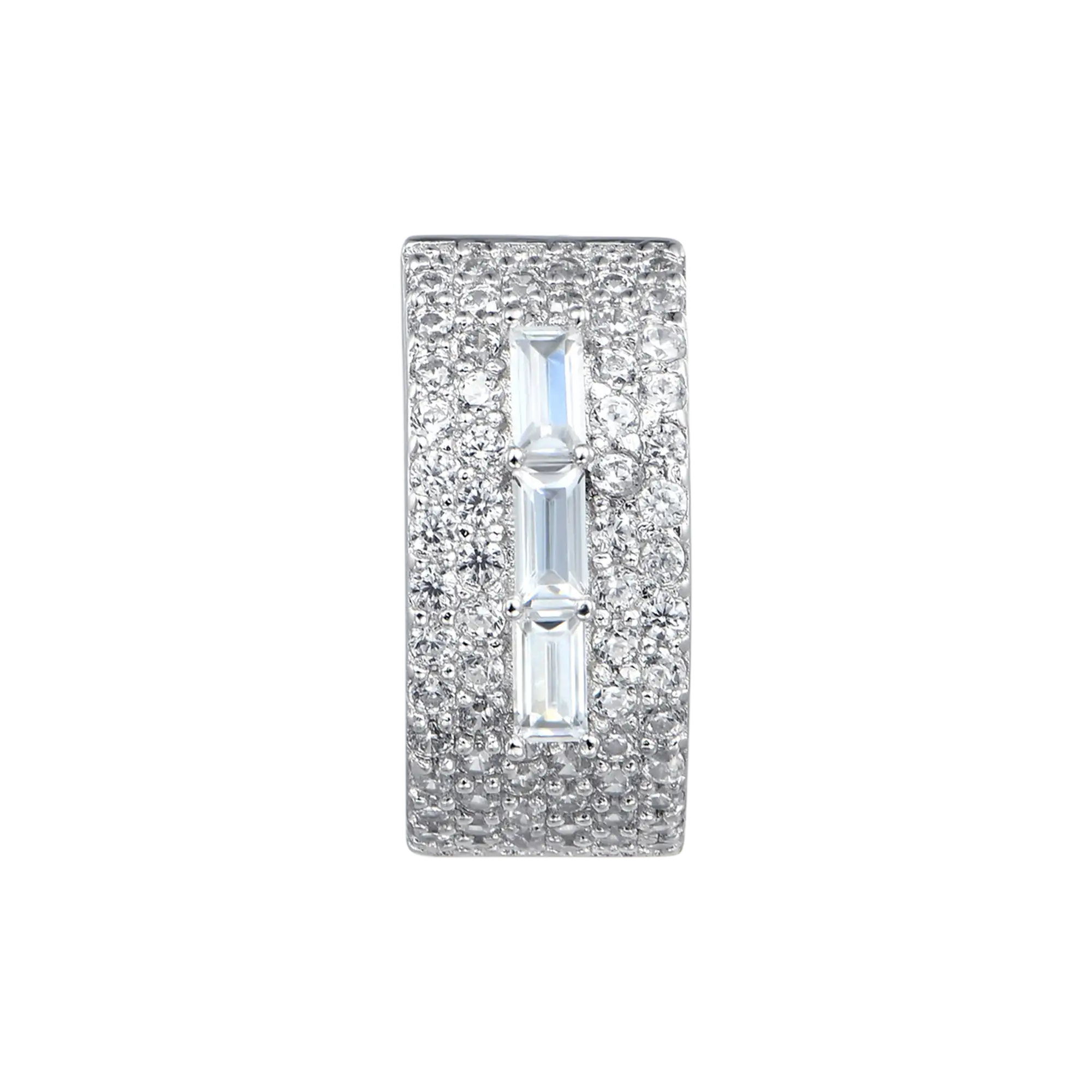 S925 Tri-Baguette Hoop Earring - Image 9