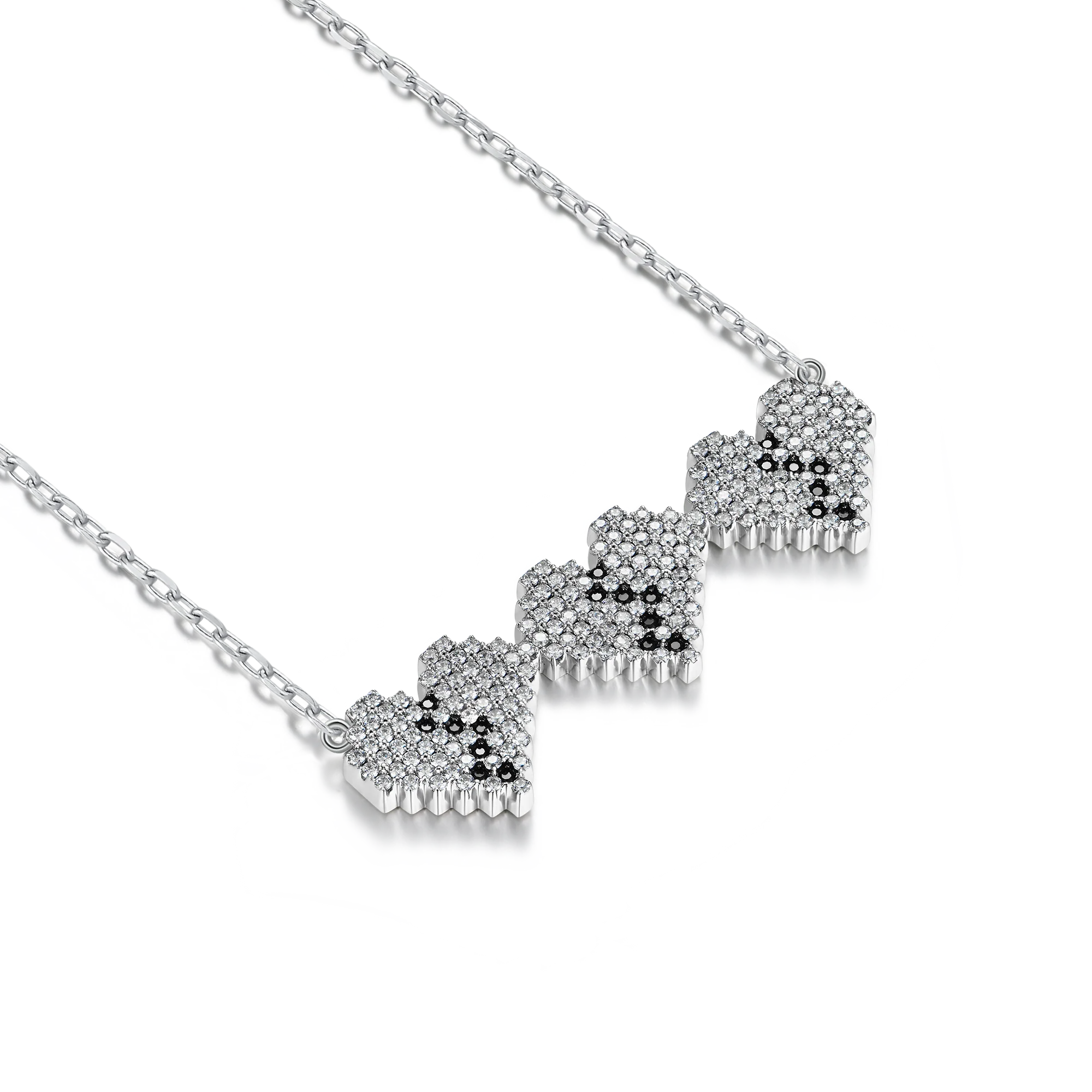 Tri-Broken Heart Pixel Necklace - Image 3