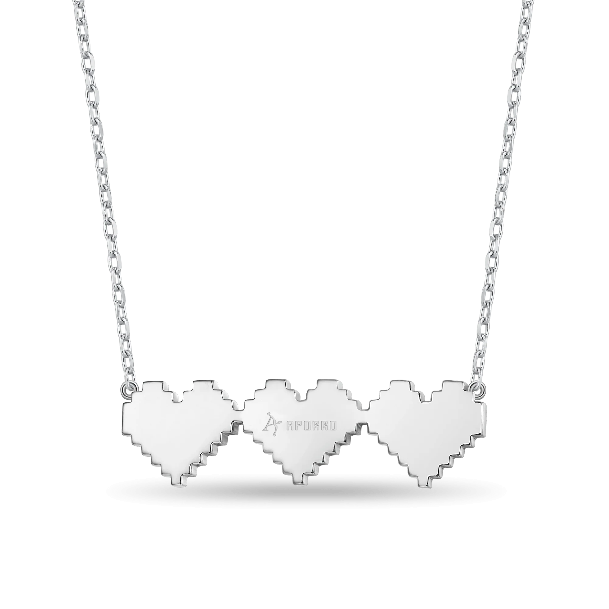 Tri-Broken Heart Pixel Necklace - Image 4