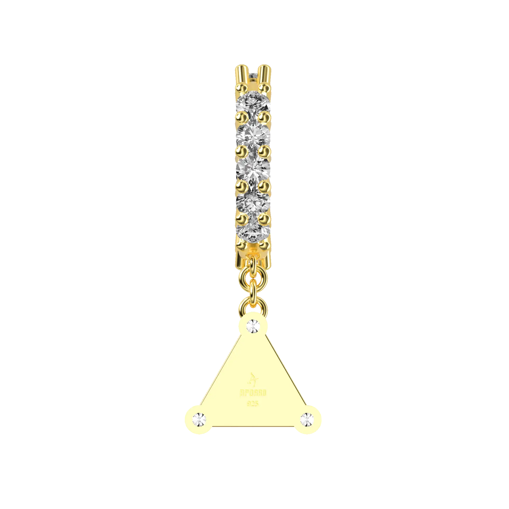 S925 Triangle Baguette Mix Halo Dangly Earrings - Pair - Image 3