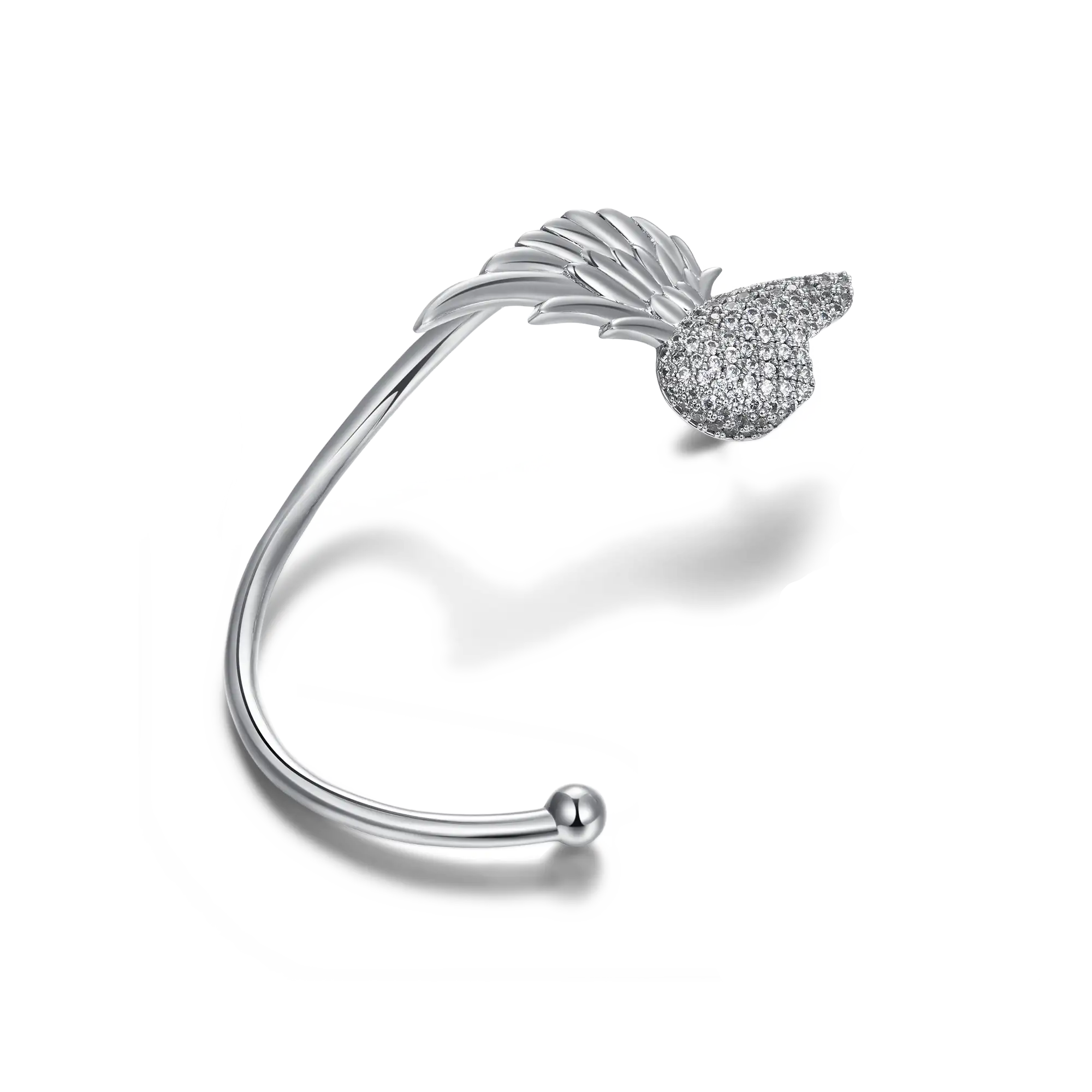 S925 Wing Broken Heart Ear Cuff Earring - Left Ear - Image 3