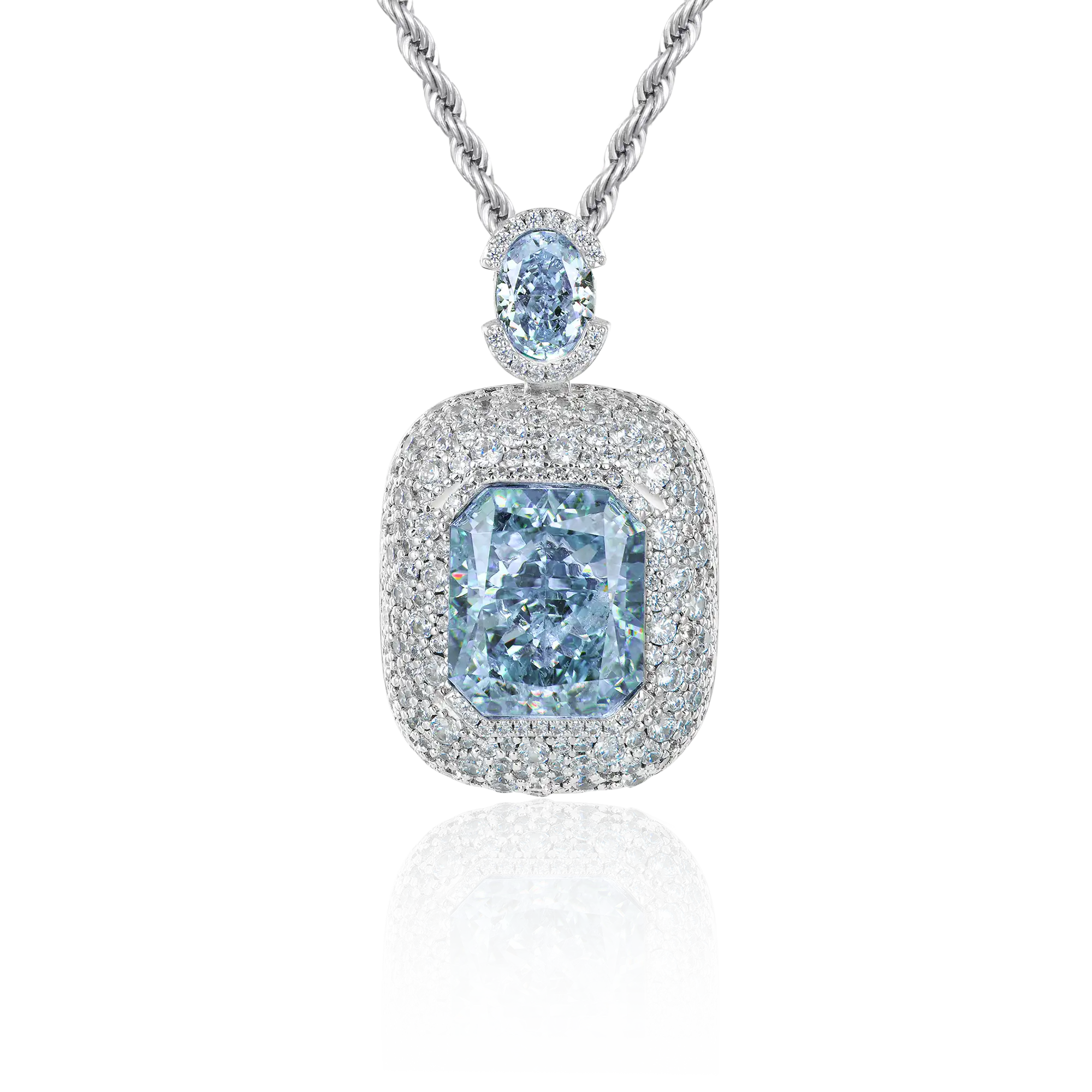 Crushed Ice Emerald Cut Pendant - Blue Gray - Image 4