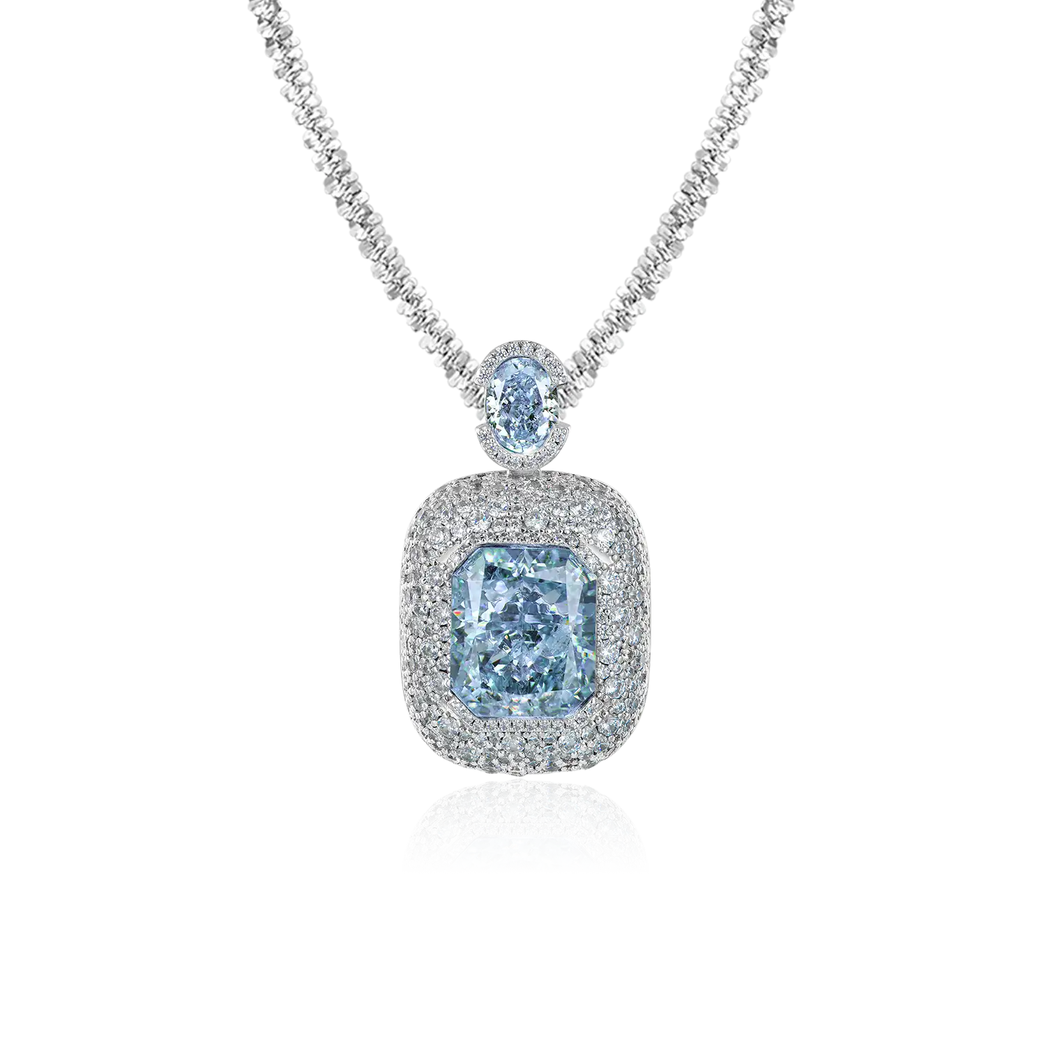 Crushed Ice Emerald Cut Pendant - Blue Gray - Image 5