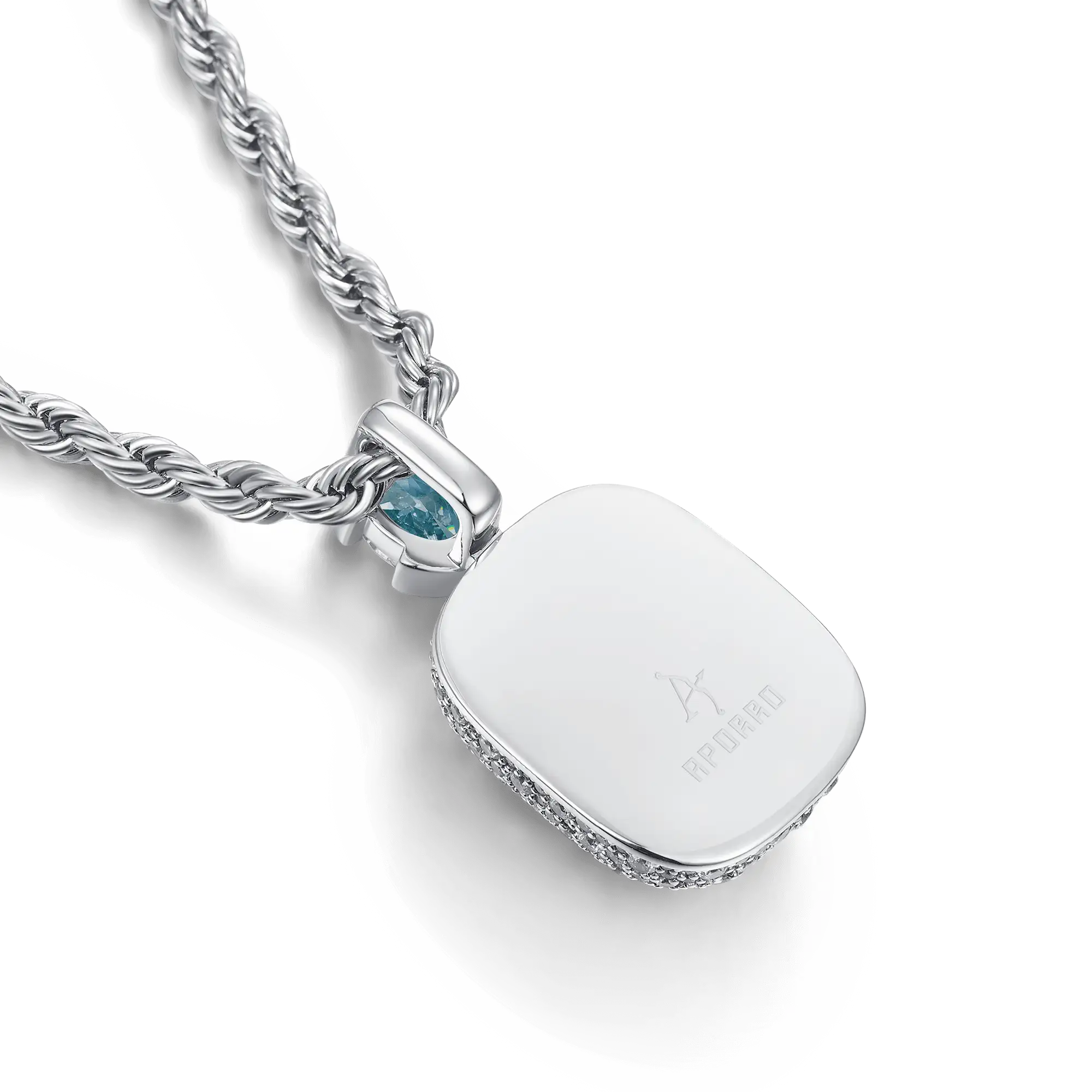 Crushed Ice Emerald Cut Pendant - Blue Gray - Image 6