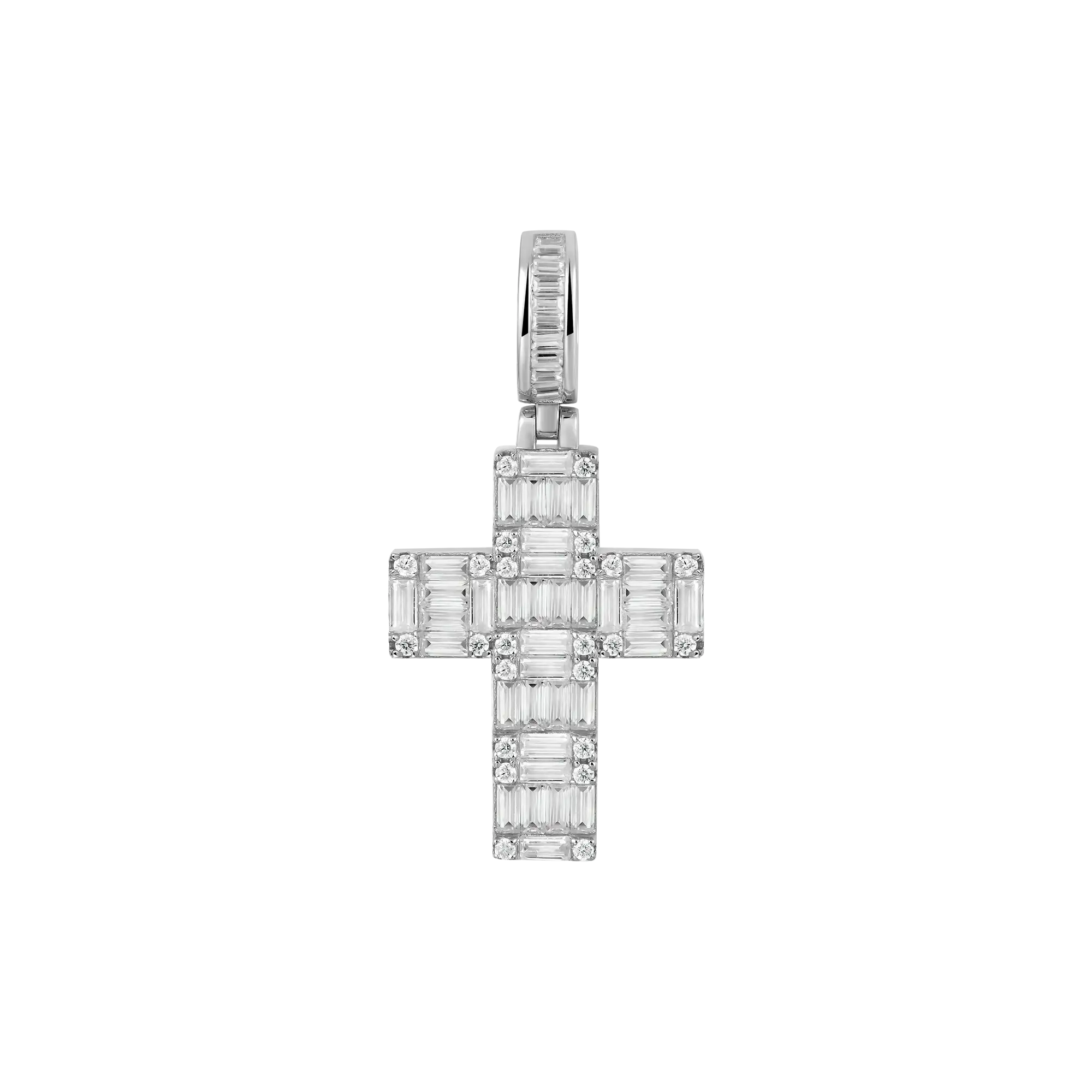 Halo Cross Pendant - Baguette Cut - Image 5