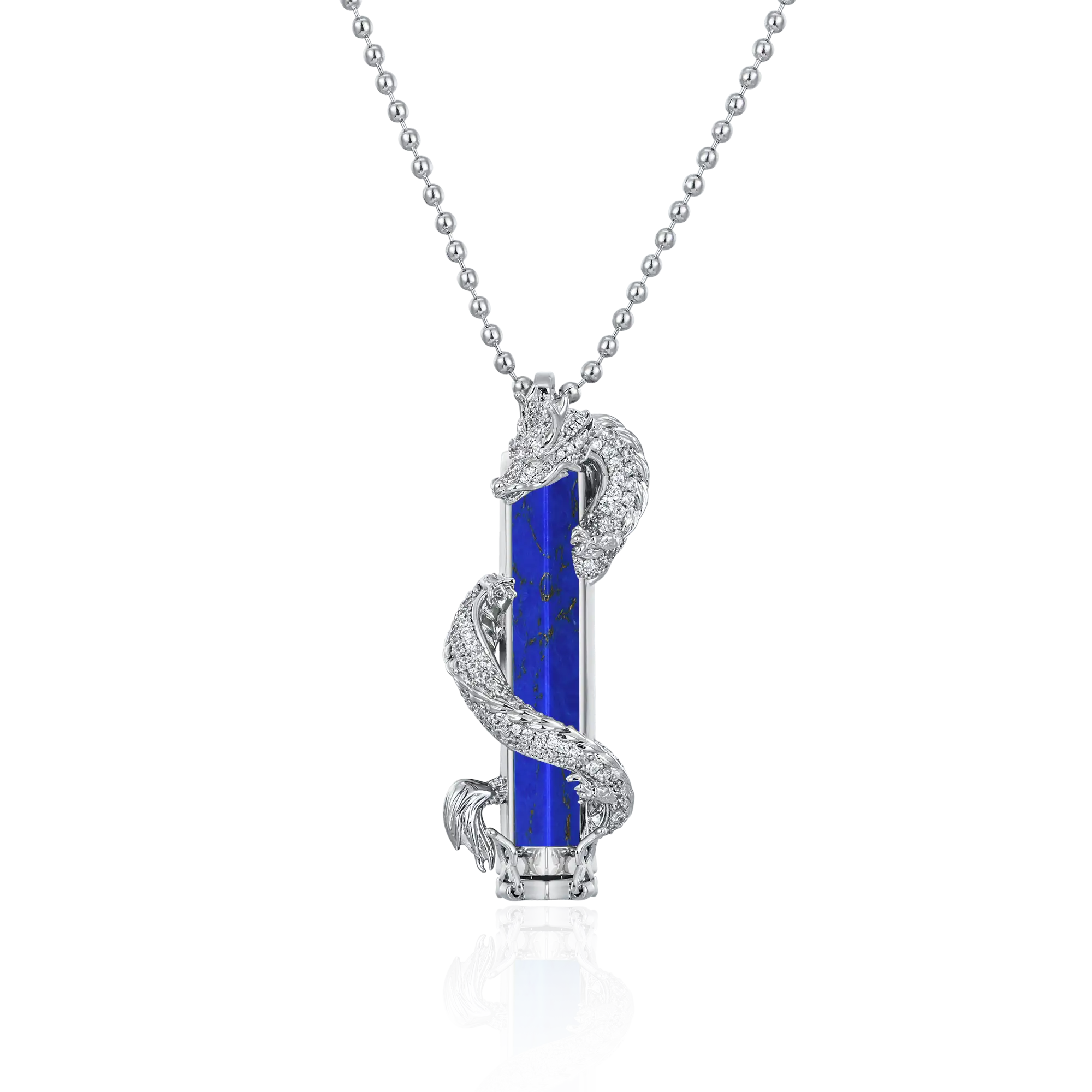 WONG Ⅱ Iced Out Lapis Lazuli Column Pendant - Image 4