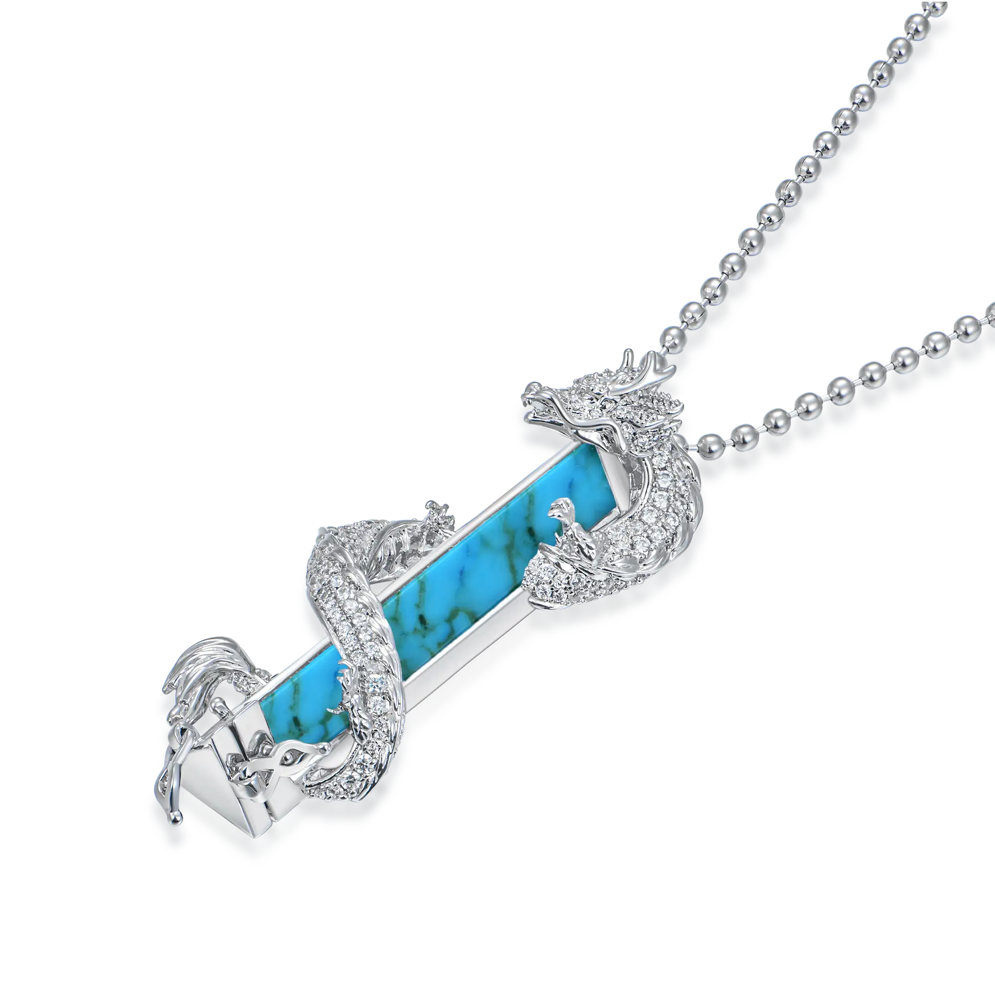 WONG Ⅱ Iced Out Turquoise Column Pendant - Image 3