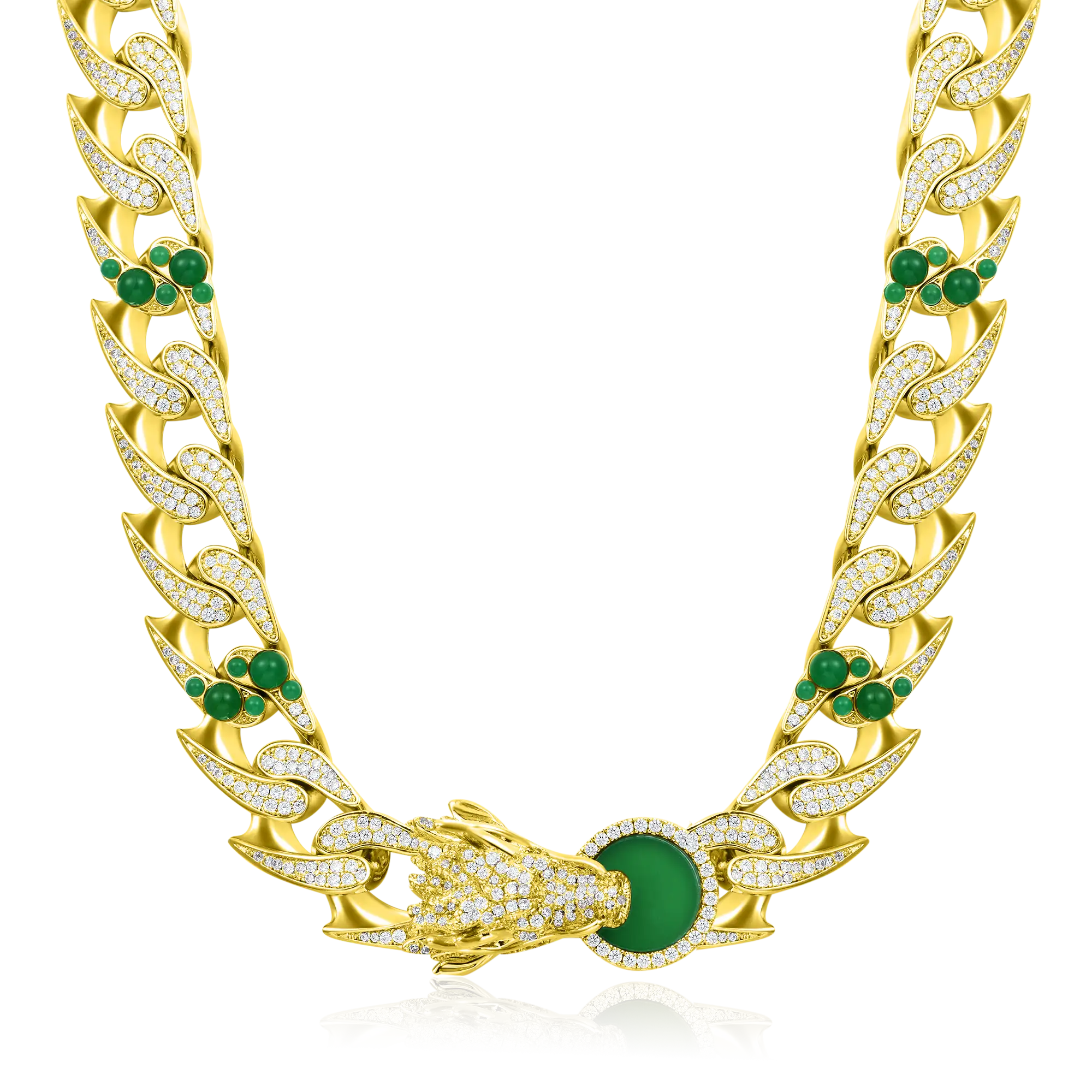 WONG â…ˇ Ridge Iced Jade Beads Cuban Necklace - 15mm - Image 5