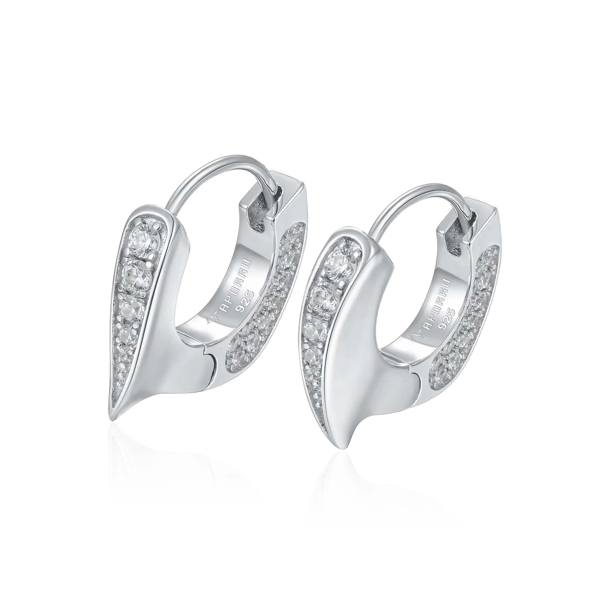 S925 WONG Ⅱ Ridge Iced Out Hoop Earrings - Pair - Image 3