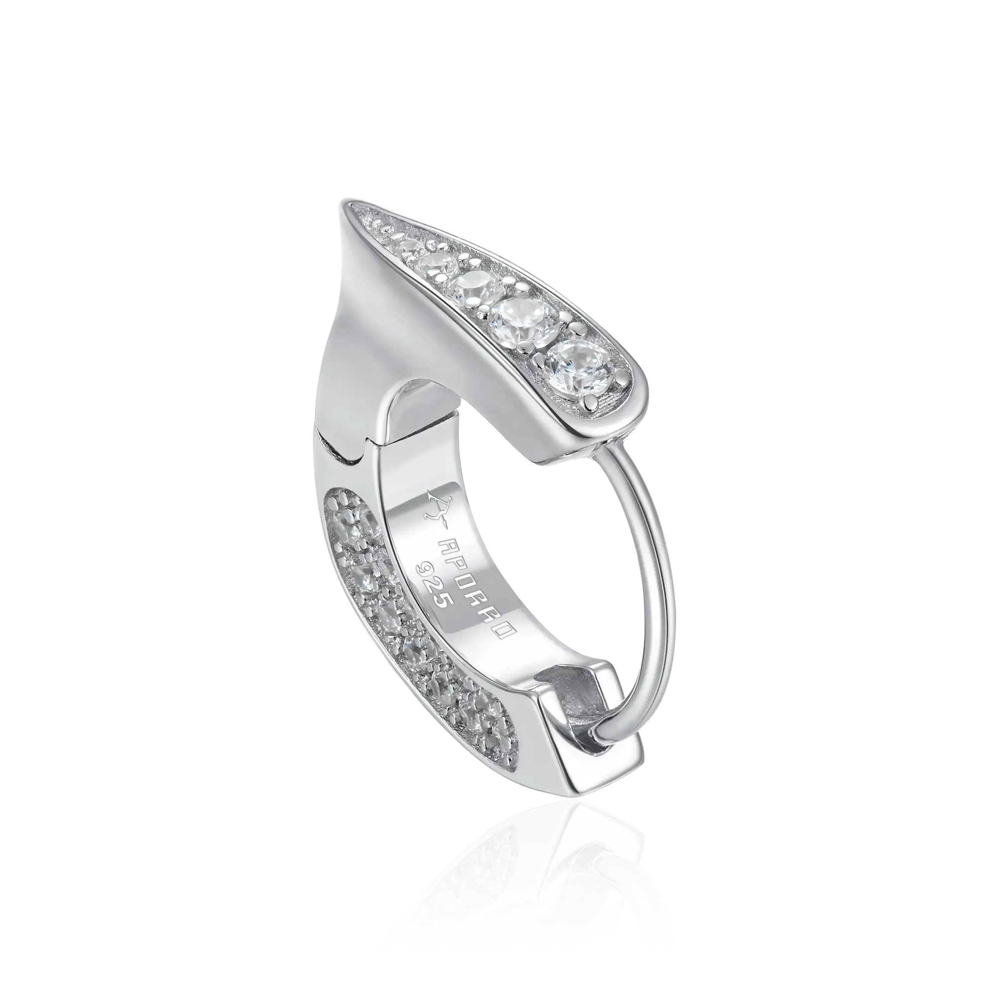 S925 WONG Ⅱ Ridge Iced Out Hoop Earrings - Pair - Image 4
