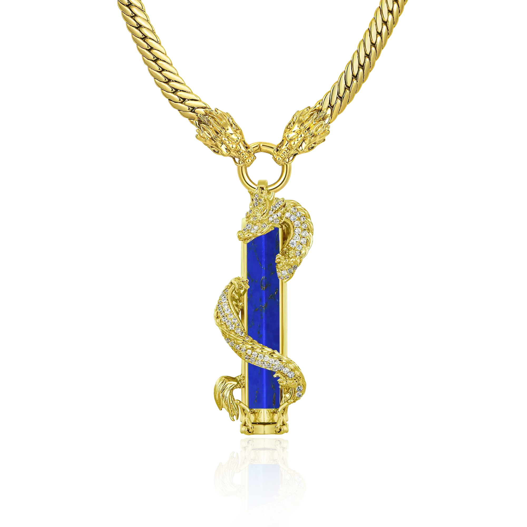 WONG Dragon Jade Pillar Cuban Chain & Pendant Set - Image 6