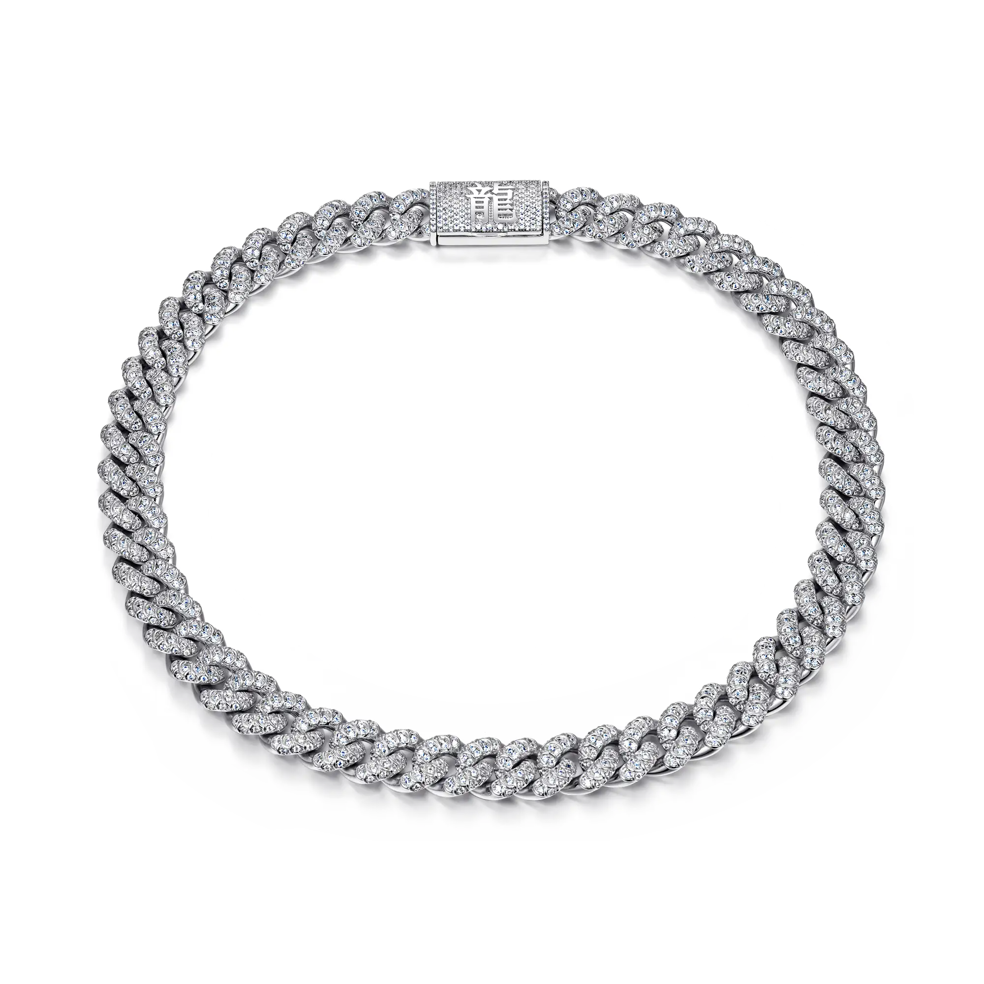 WONG Dragon Box Clasp Cuban Chain-White Gold - Image 3