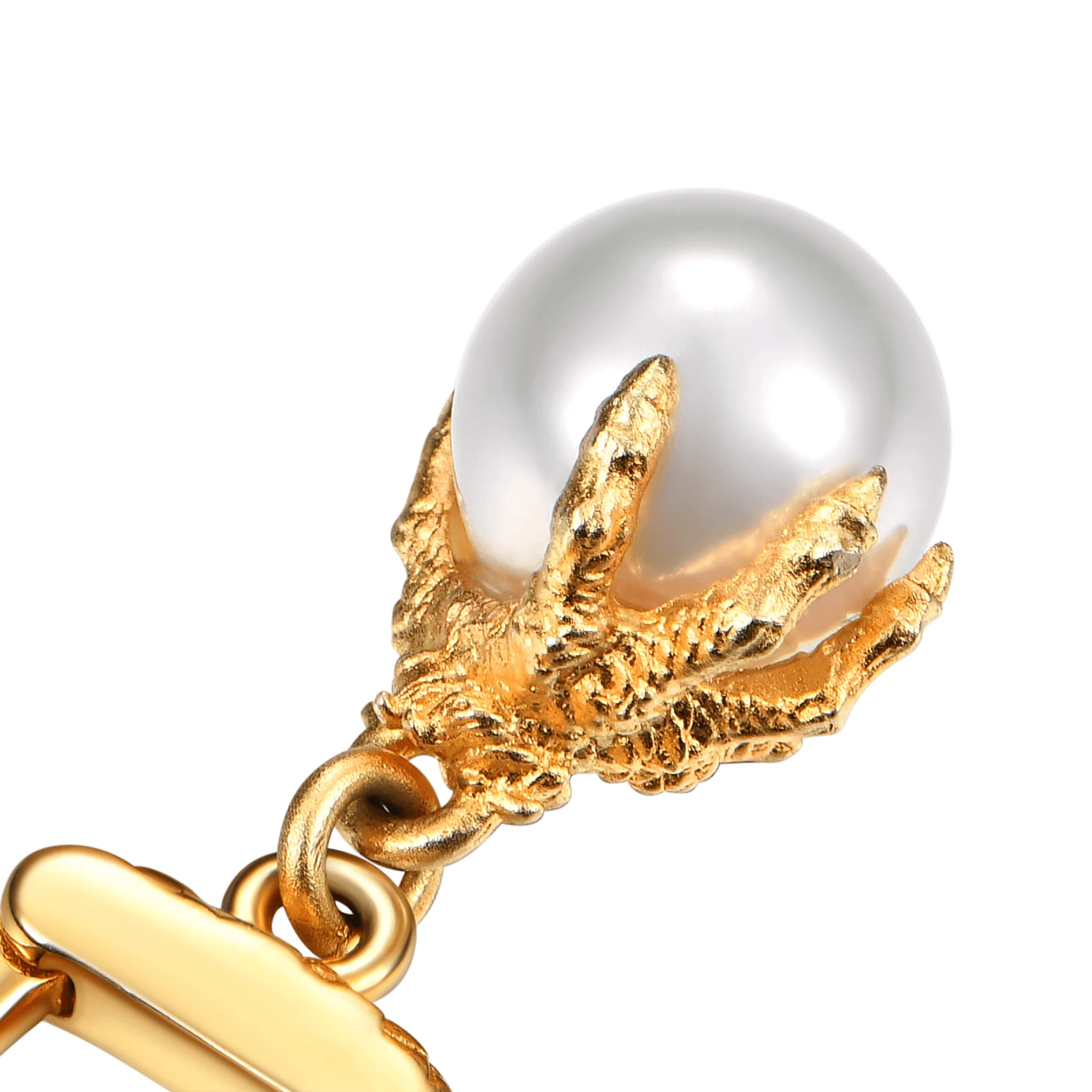 Single WONG Dragon Claw Pearl Dangly Earring - Image 3