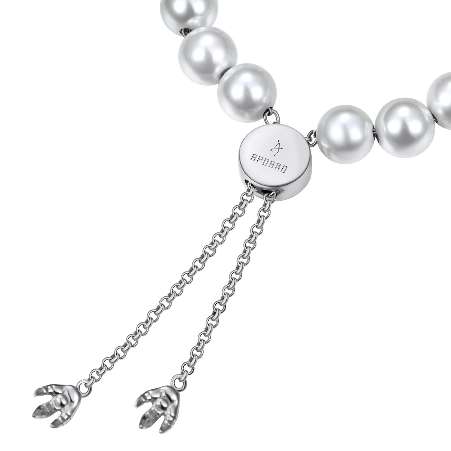 WONG Dragon Pearl and Bead Adjustable Necklace-White Gold - Image 5