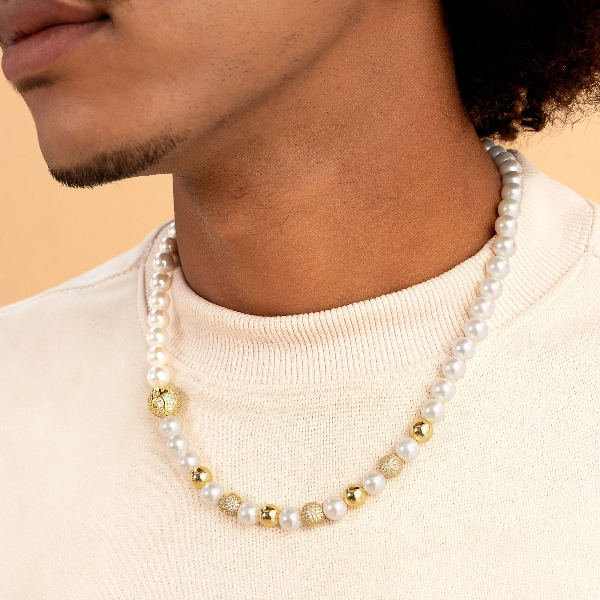 WONG Dragon Pearl and Bead Adjustable Necklace-Yellow Gold - Image 3