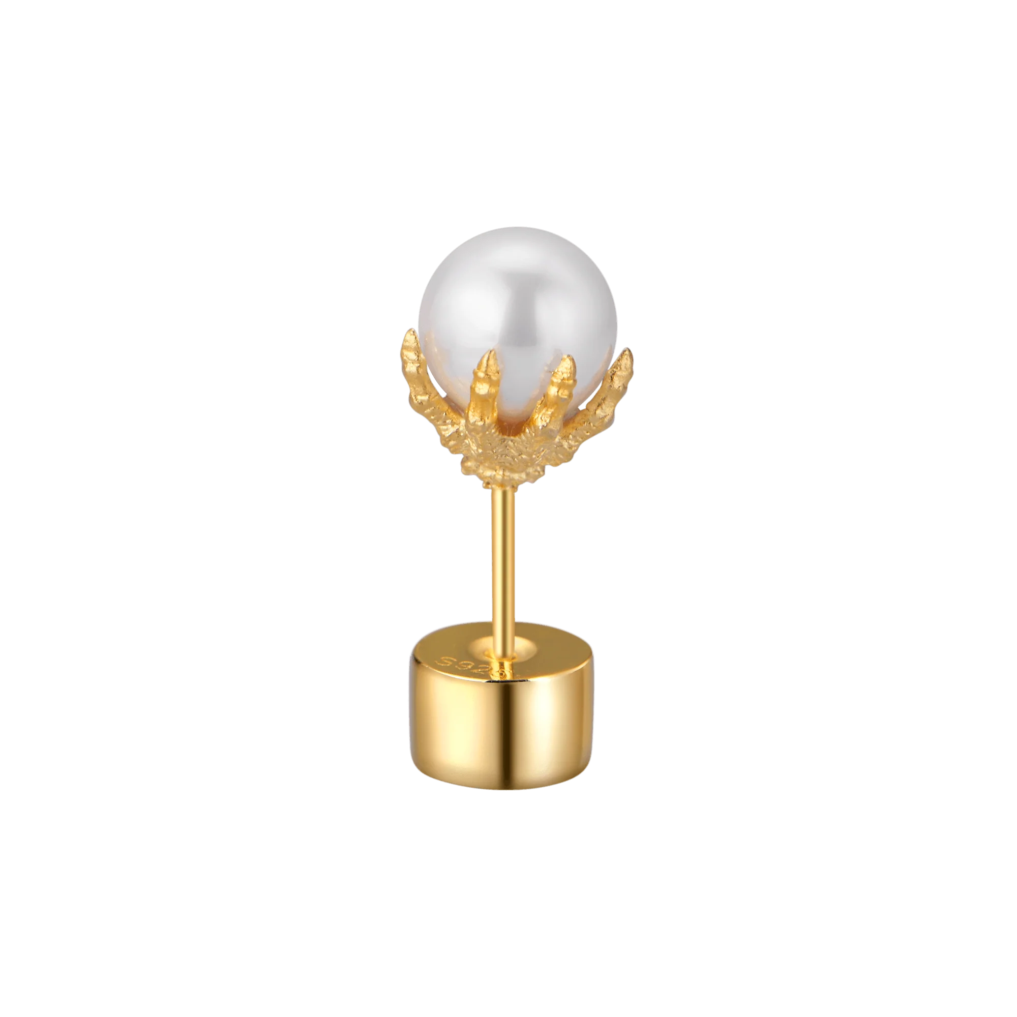Single WONG Dragon Pearl Stud Earring