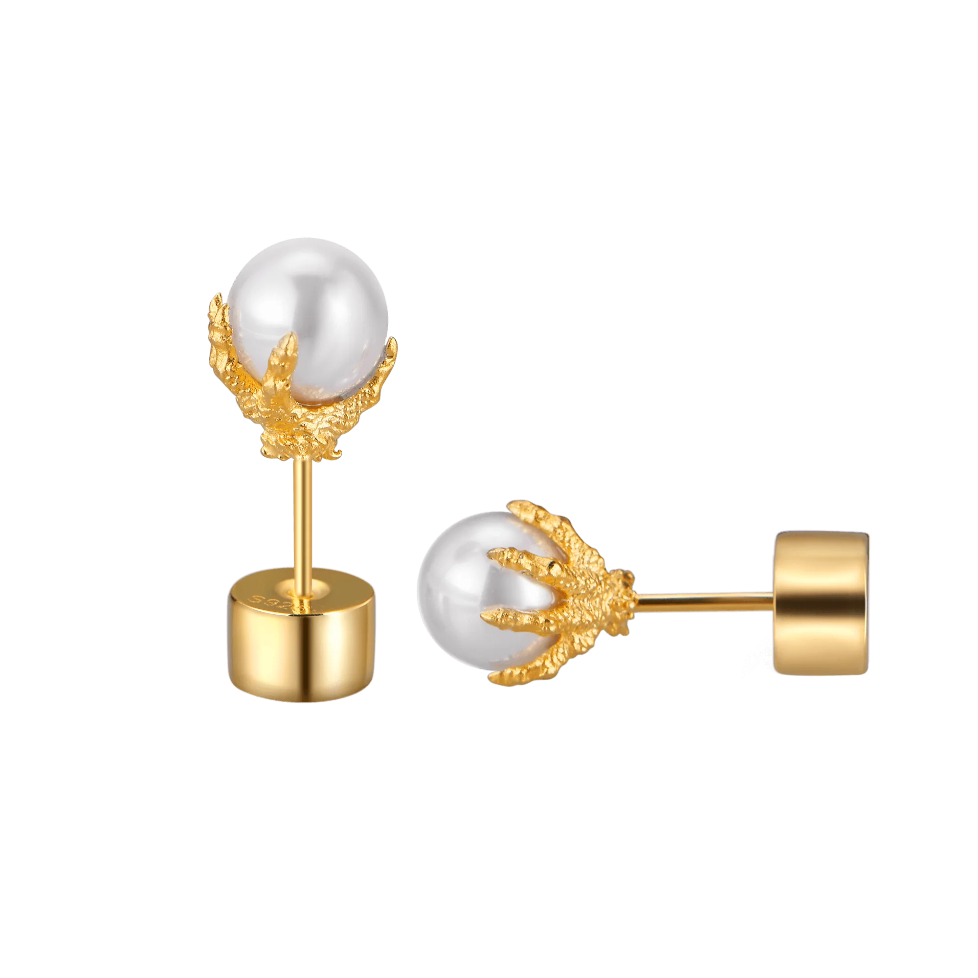 Single WONG Dragon Pearl Stud Earring - Image 5