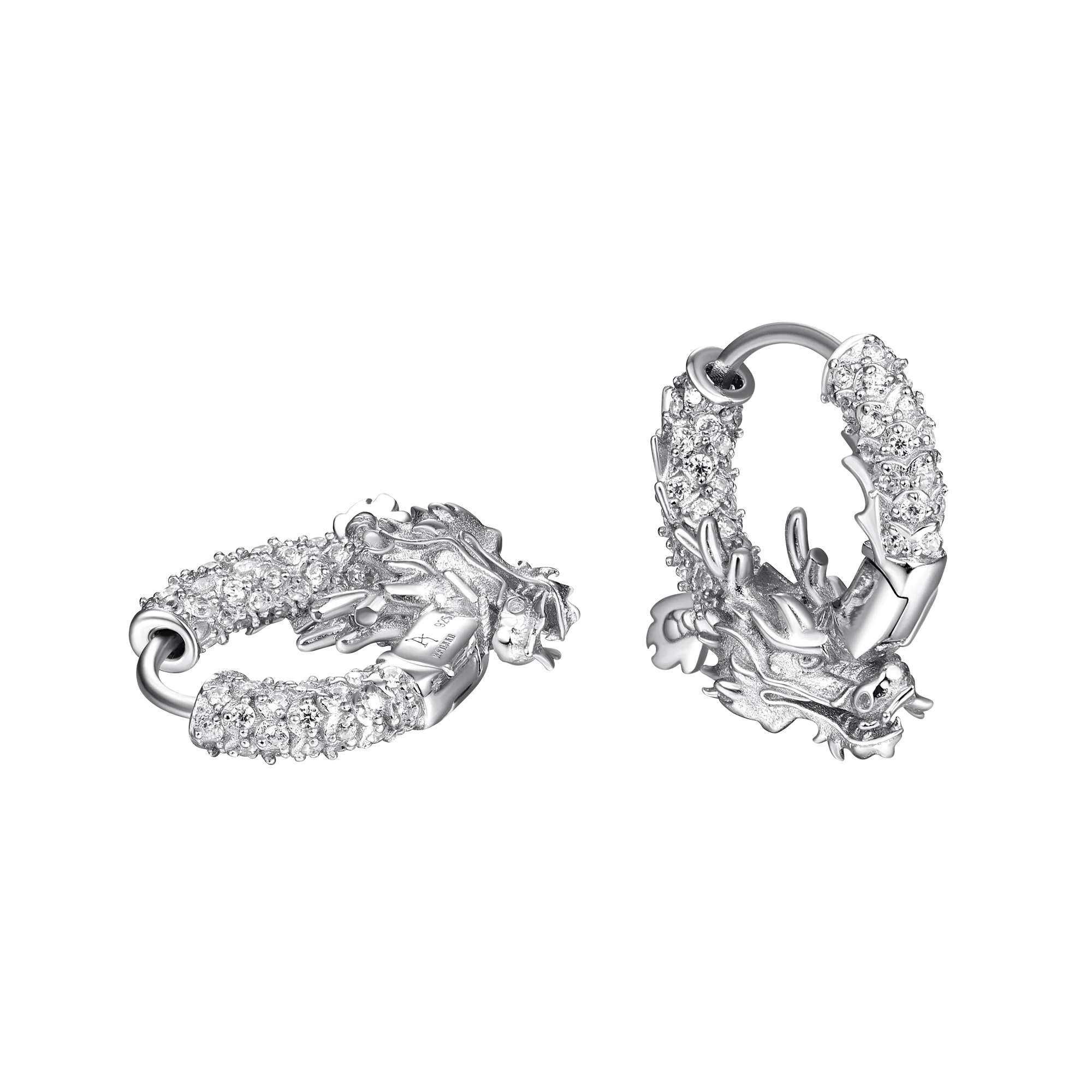 S925 WONG Iced Coiled Dragon Hoop Earring - Image 14