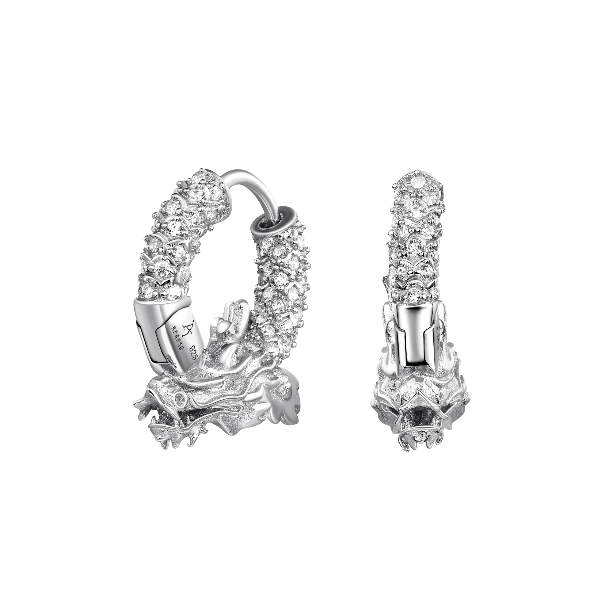 S925 WONG Iced Coiled Dragon Hoop Earring - Image 8