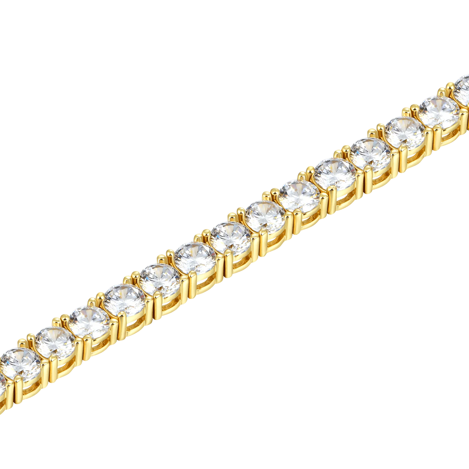 Yellow Gold Iced Tennis Bracelet - 3mm - Image 3