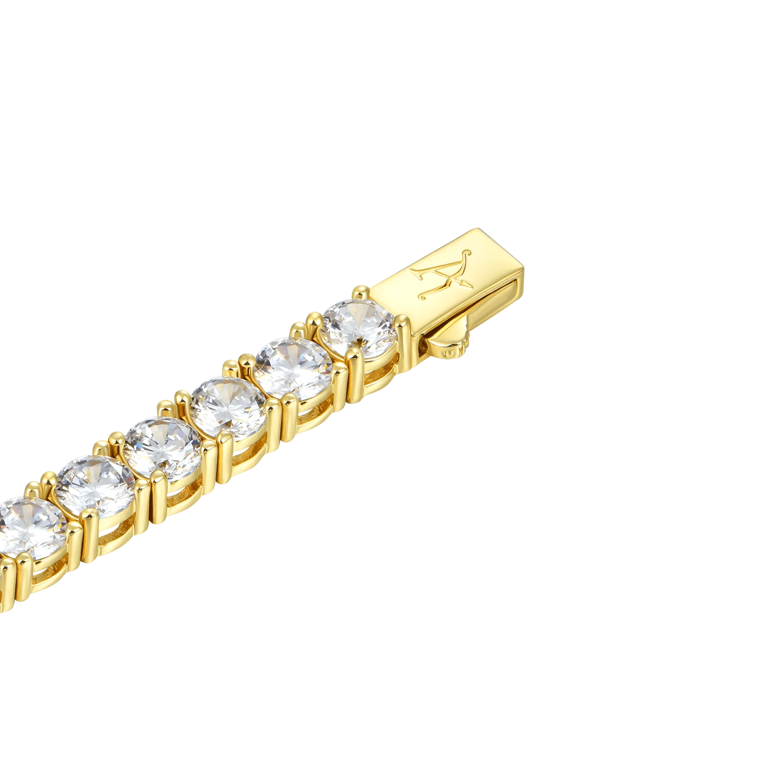 Yellow Gold Iced Tennis Bracelet - 3mm - Image 4